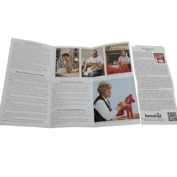 Swedish Dala Horse Hand-Painted Wooden Folk Art Orange Green with Brochure - Picture 7 of 7